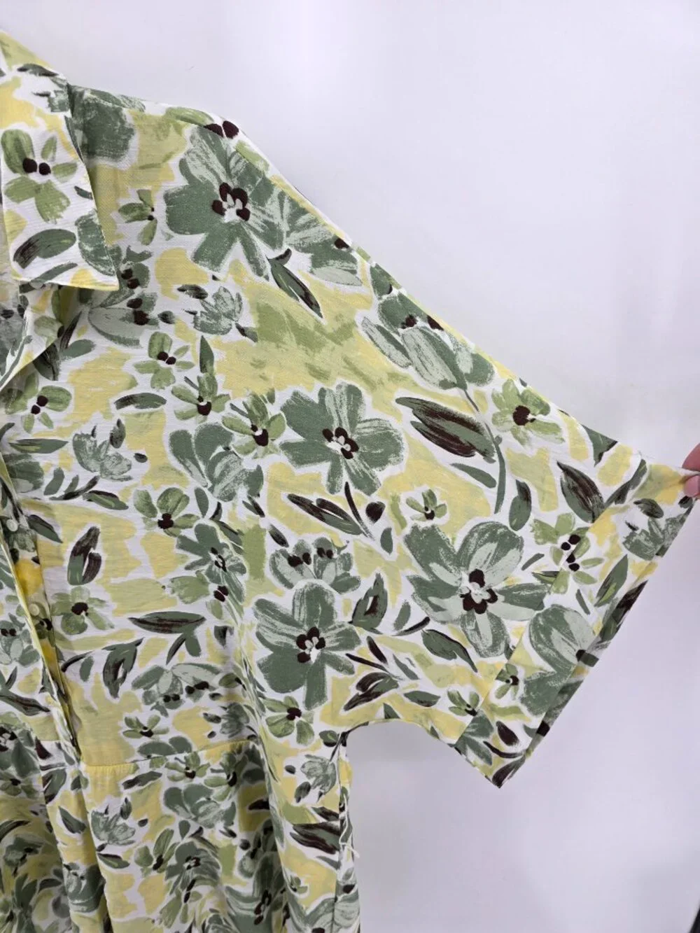 Indikah Green Yellow Floral Button-Up Romper – Size‎ M – Cotton Flowy
